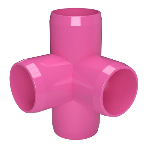 1-1/2 in. 4-Way Furniture Grade PVC Tee Fitting - Pink - FORMUFIT