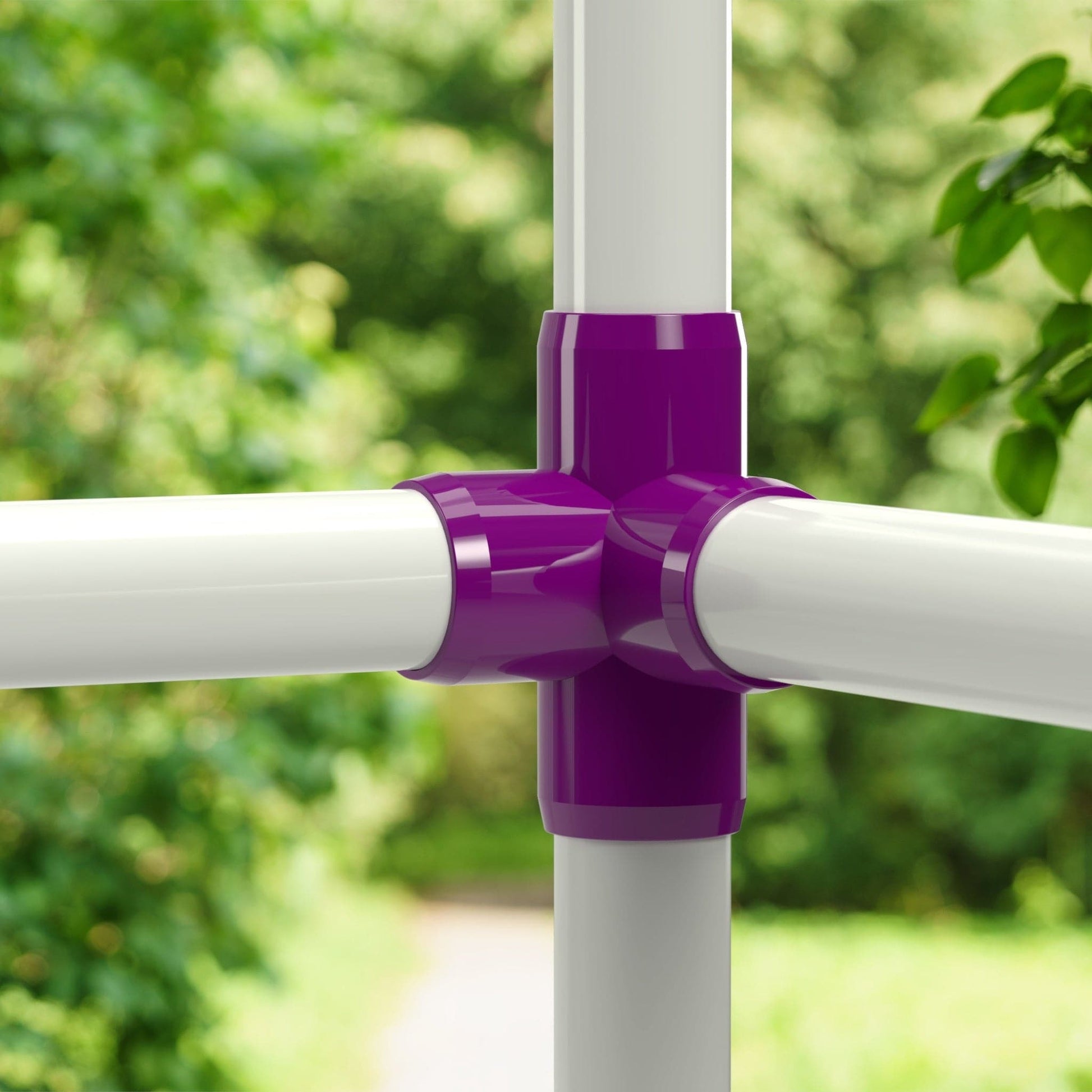 1-1/2 in. 4-Way Tee PVC Fitting, Furniture Grade - Purple Side Outlet Tee - FORMUFIT