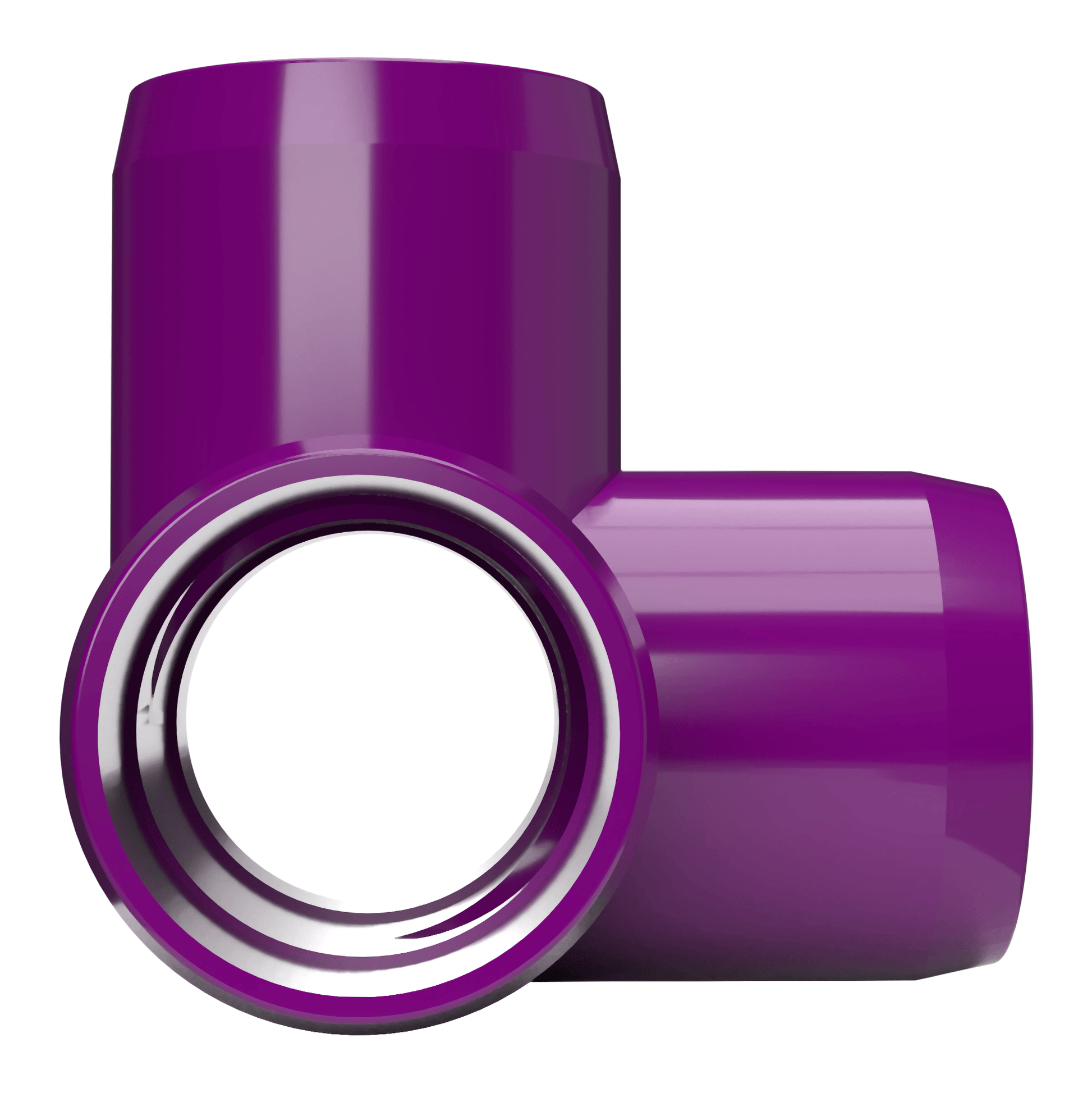 1-1/2 in. 4-Way Tee PVC Fitting, Furniture Grade - Purple Side Outlet Tee - FORMUFIT