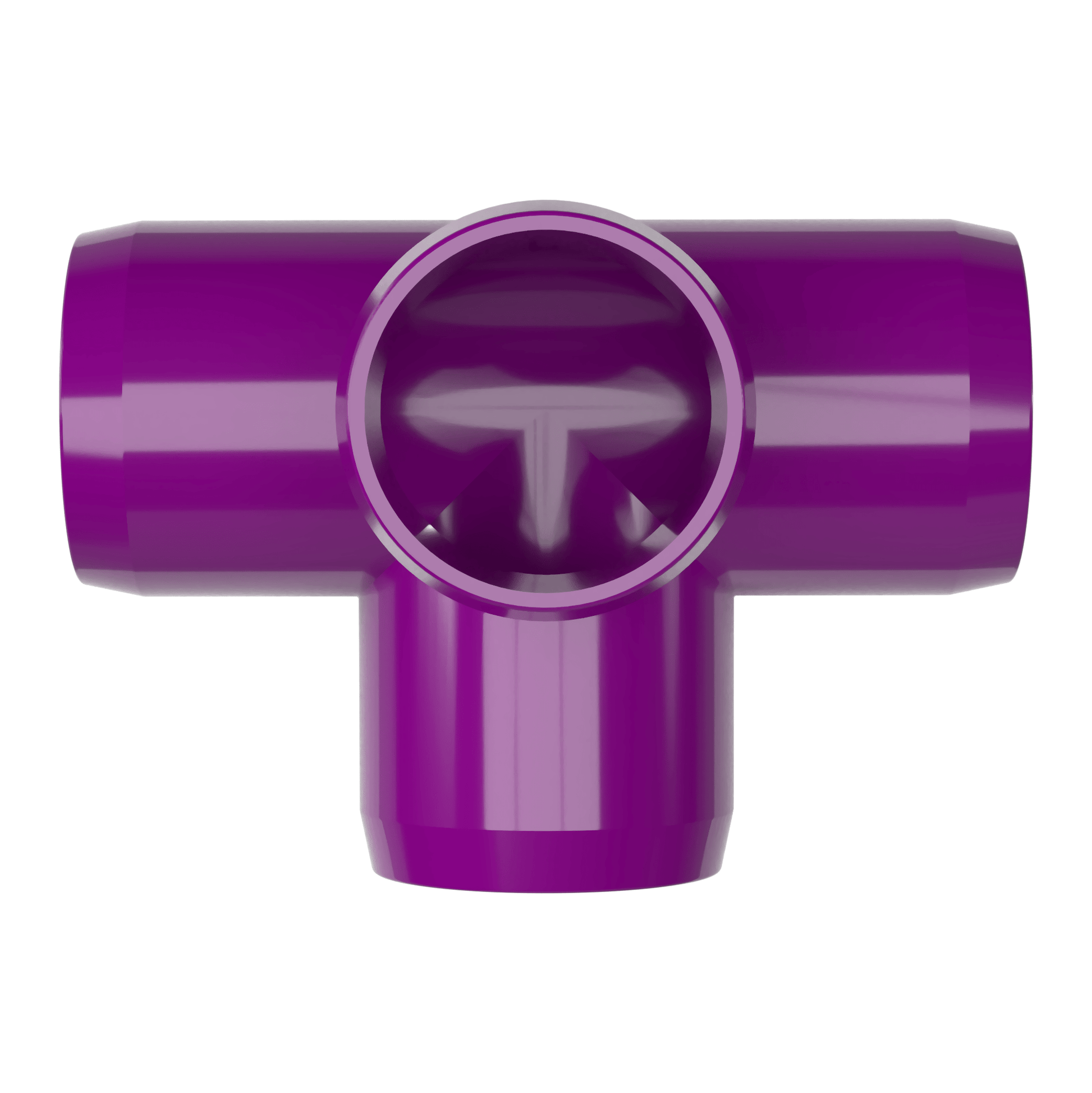 1-1/2 in. 4-Way Tee PVC Fitting, Furniture Grade - Purple Side Outlet Tee - FORMUFIT