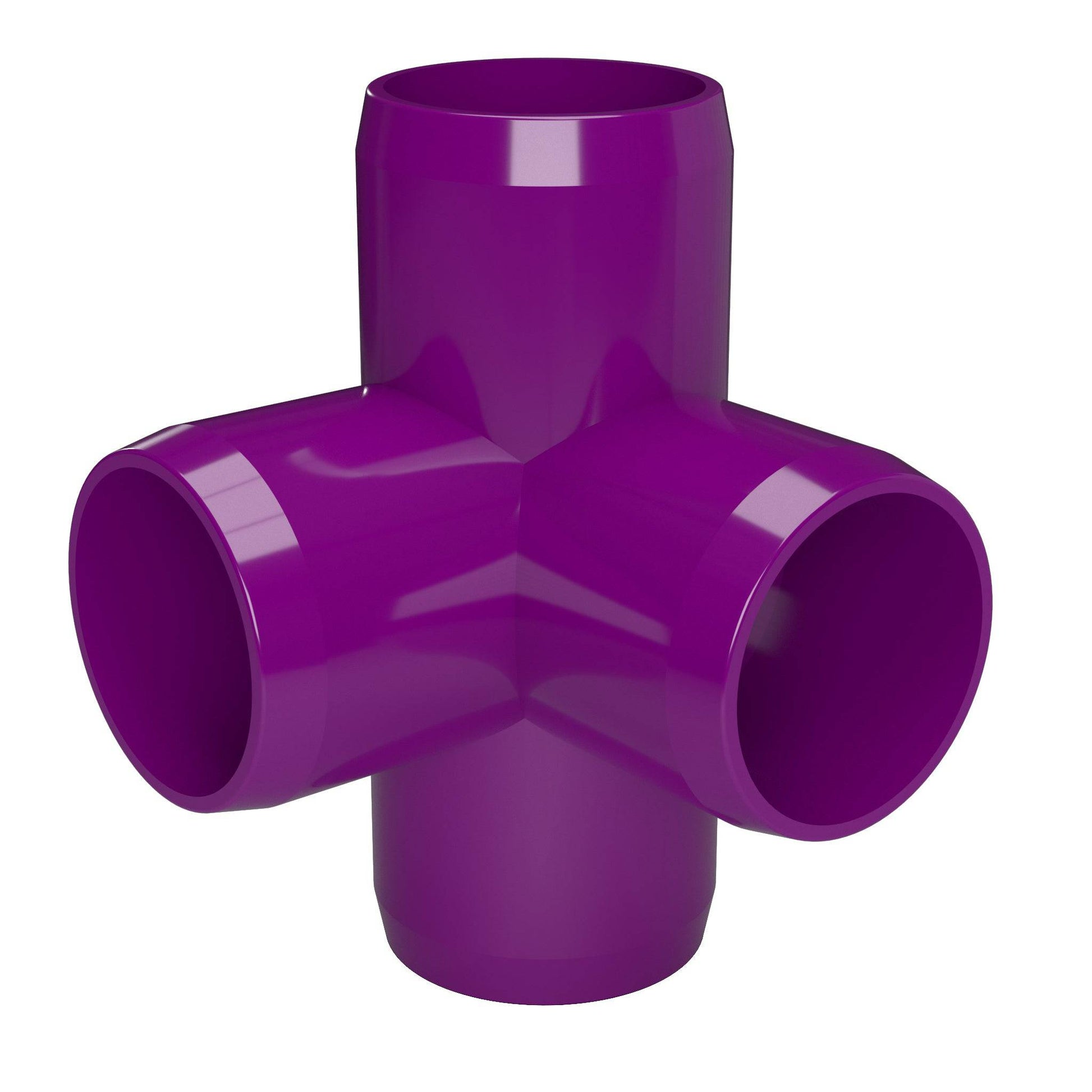 1-1/2 in. 4-Way Tee PVC Fitting, Furniture Grade - Purple Side Outlet Tee - FORMUFIT