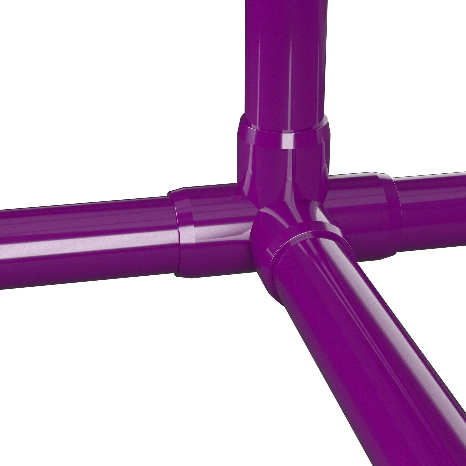1-1/2 in. 4-Way Tee PVC Fitting, Furniture Grade - Purple Side Outlet Tee - FORMUFIT