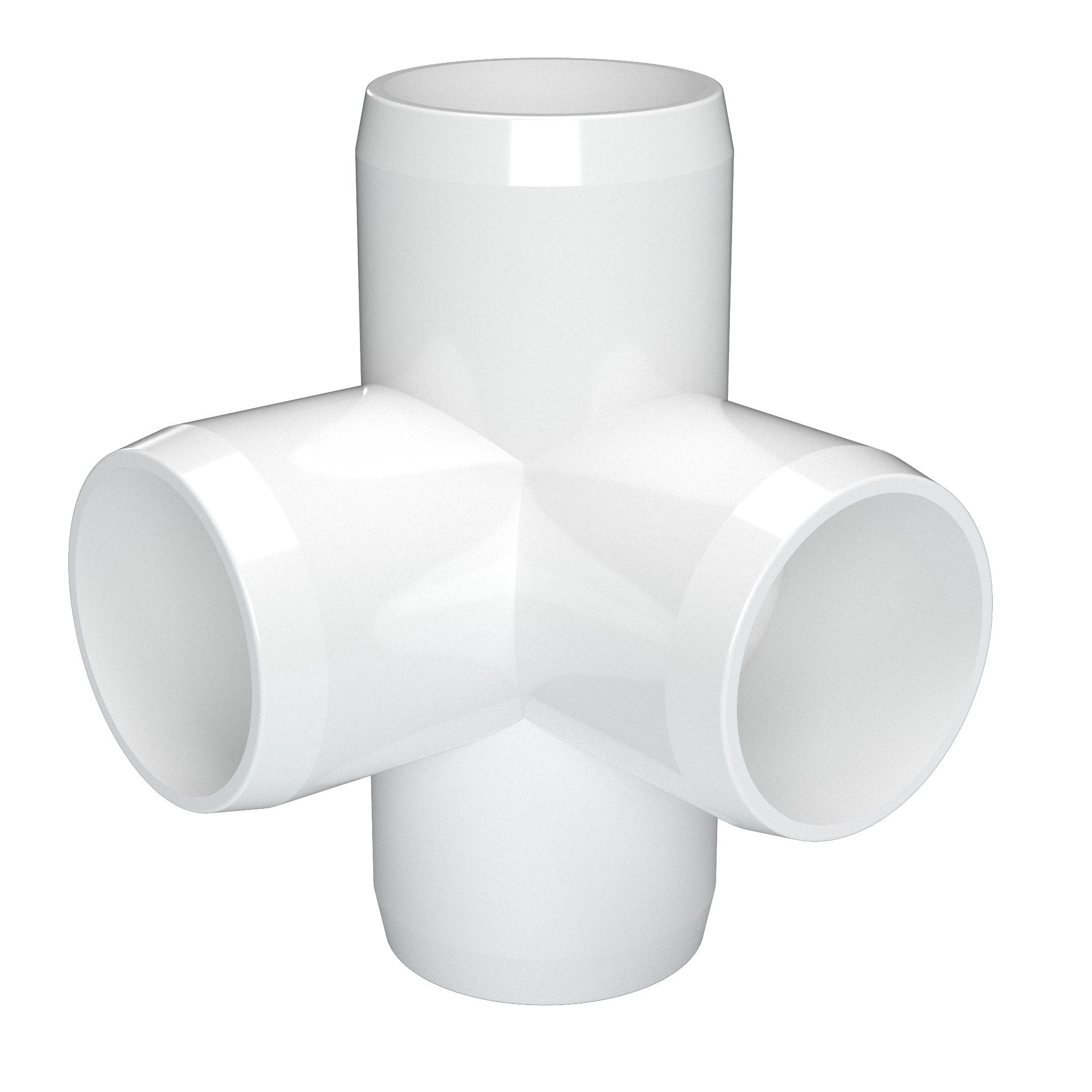 1-1/2 in. 4-Way Tee PVC Fitting, Furniture Grade - White Side Outlet Tee - FORMUFIT