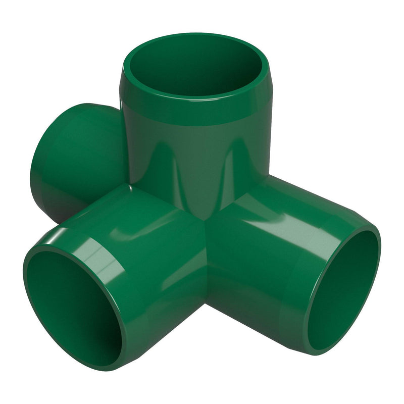Load image into Gallery viewer, 1-1/4 in. 4-Way Furniture Grade PVC Tee Fitting - Green - FORMUFIT
