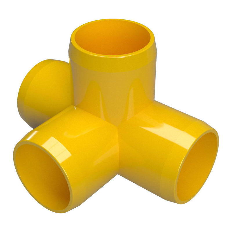 Load image into Gallery viewer, 1-1/4 in. 4-Way Furniture Grade PVC Tee Fitting - Yellow - FORMUFIT
