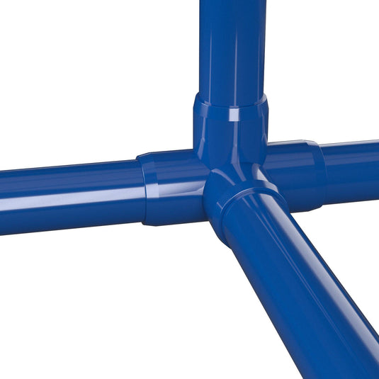 1/2 in. 4-Way Furniture Grade PVC Tee Fitting - Blue - FORMUFIT