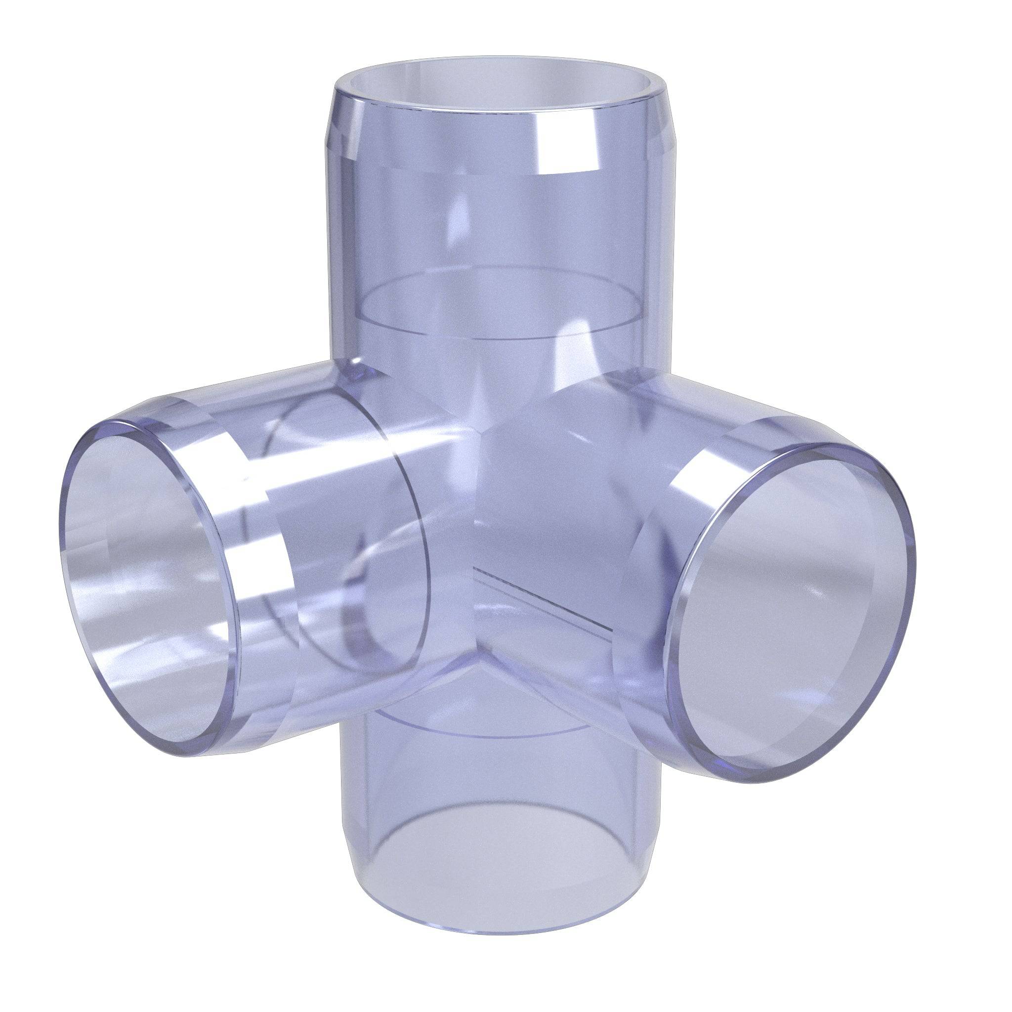1/2 in. 4-Way Tee PVC Fitting, Furniture Grade - Clear Side Outlet Tee - FORMUFIT