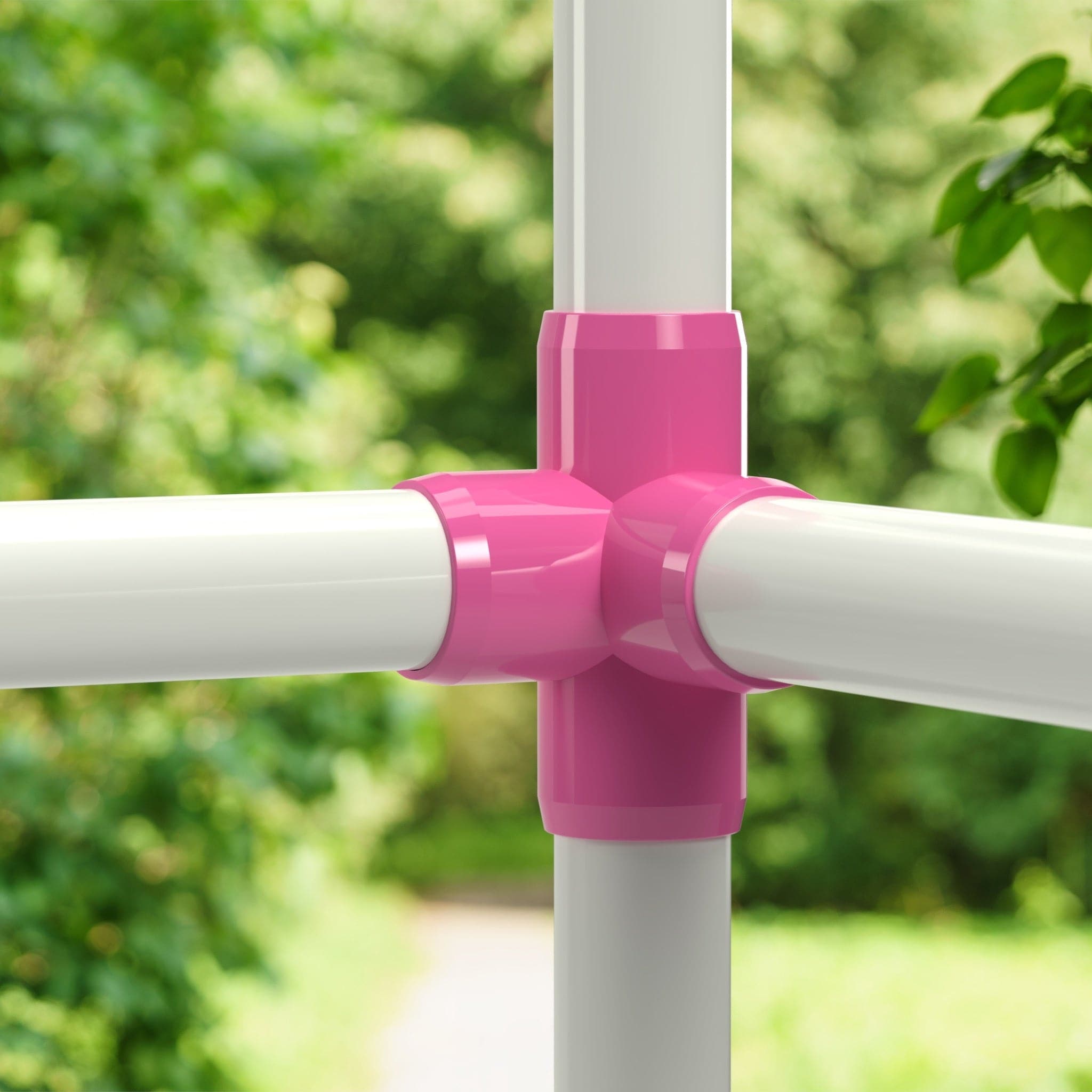 1/2 in. 4-Way Tee PVC Fitting, Furniture Grade - Pink Side Outlet Tee - FORMUFIT