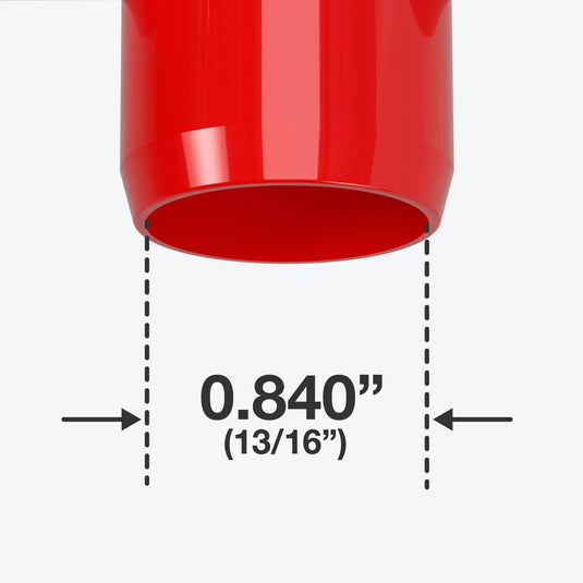 1/2 in. 4-Way Furniture Grade PVC Tee Fitting - Red - FORMUFIT