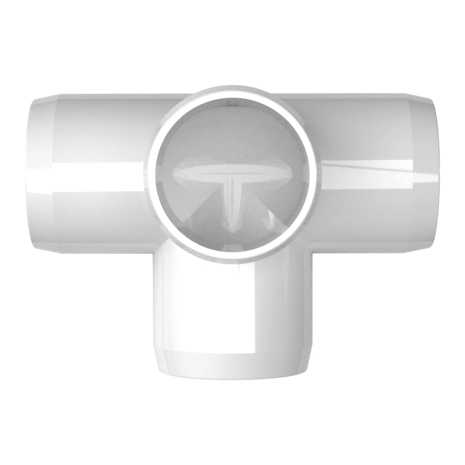 1/2 in. 4-Way Tee PVC Fitting, Furniture Grade - White Side Outlet Tee - FORMUFIT
