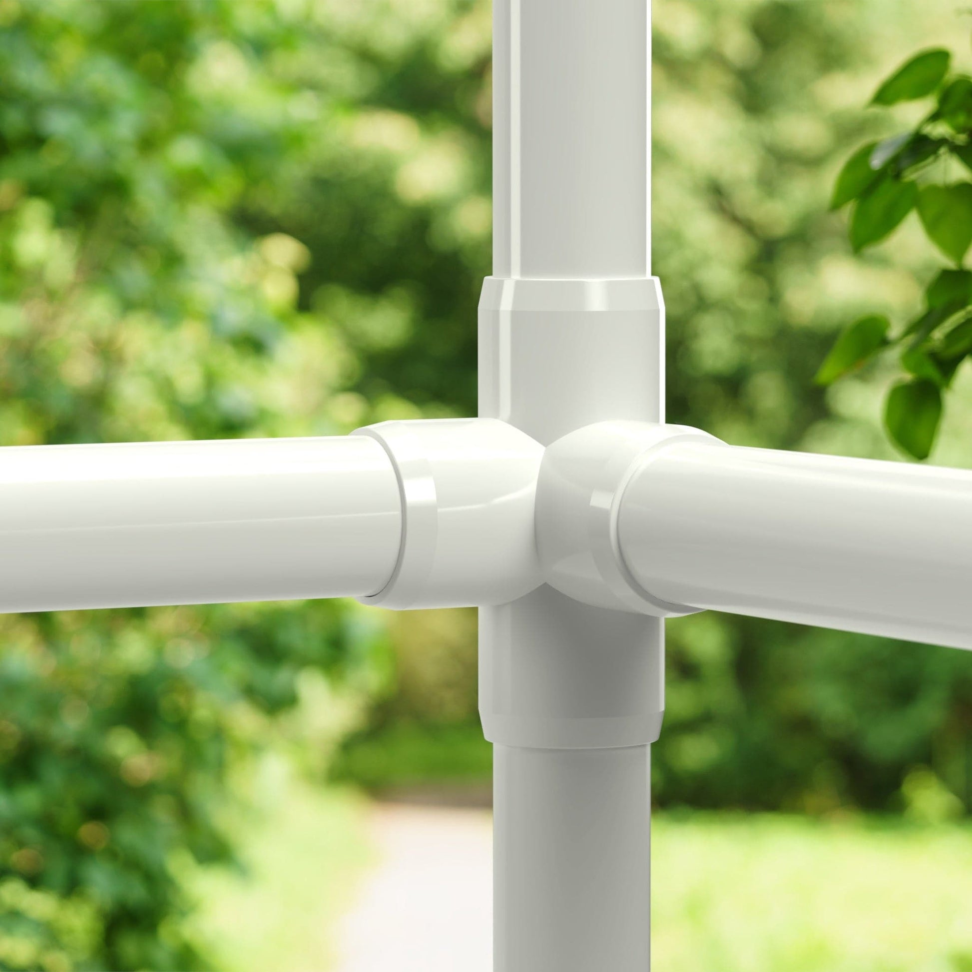 1/2 in. 4-Way Tee PVC Fitting, Furniture Grade - White Side Outlet Tee - FORMUFIT