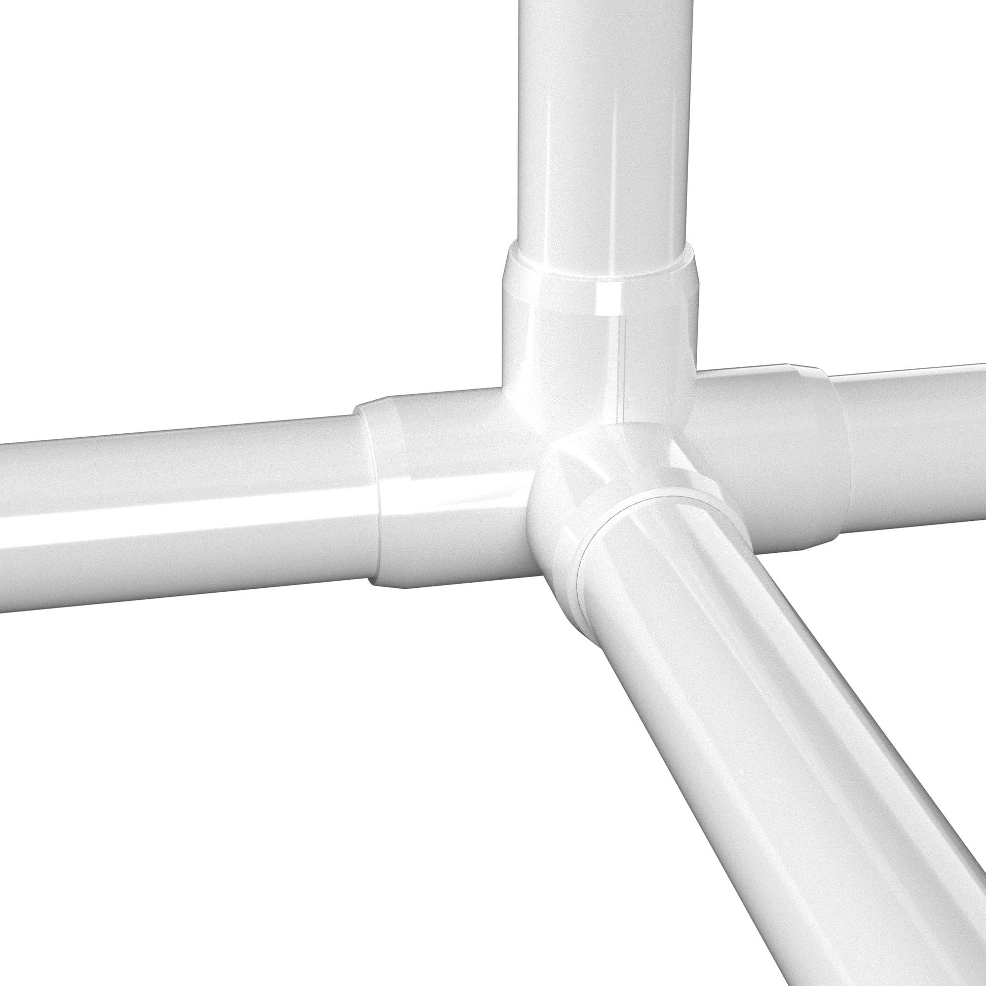 1/2 in. 4-Way Tee PVC Fitting, Furniture Grade - White Side Outlet Tee - FORMUFIT