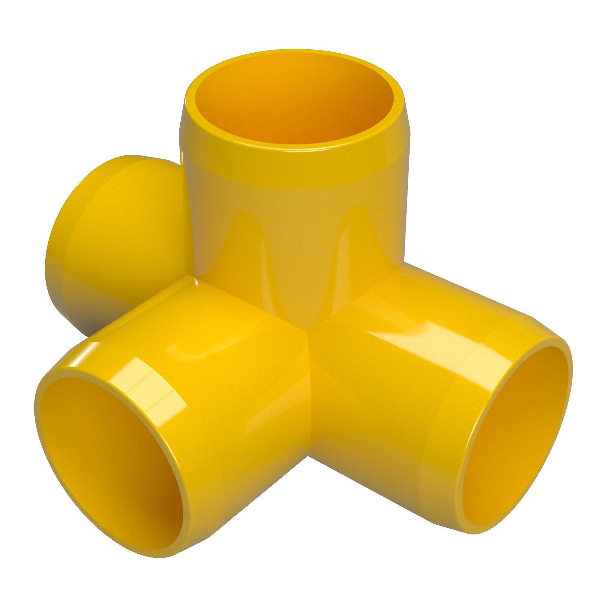 1/2 in. 4-Way Tee PVC Fitting, Furniture Grade - Yellow Side Outlet Tee - FORMUFIT