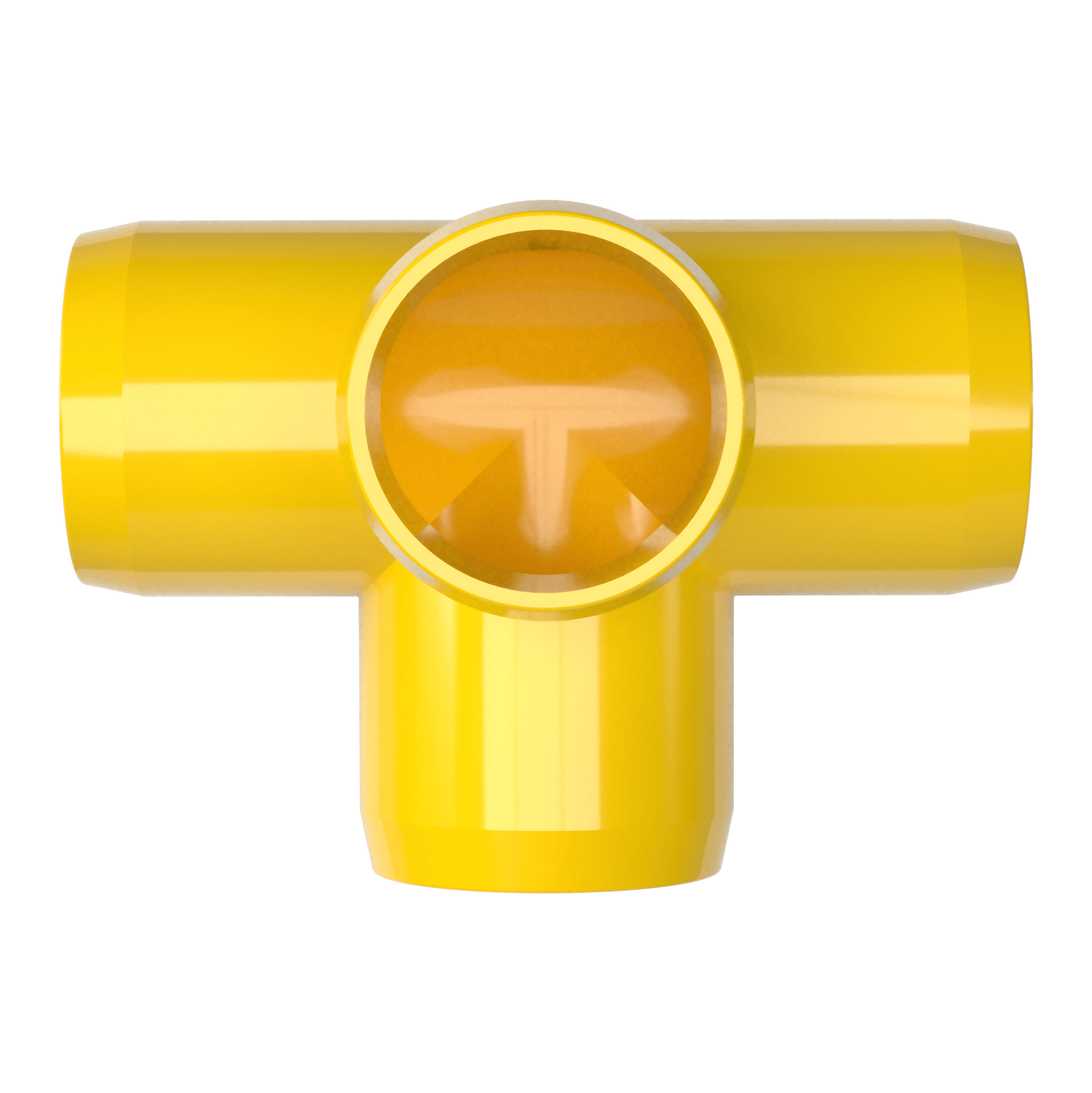 1/2 in. 4-Way Tee PVC Fitting, Furniture Grade - Yellow Side Outlet Tee - FORMUFIT