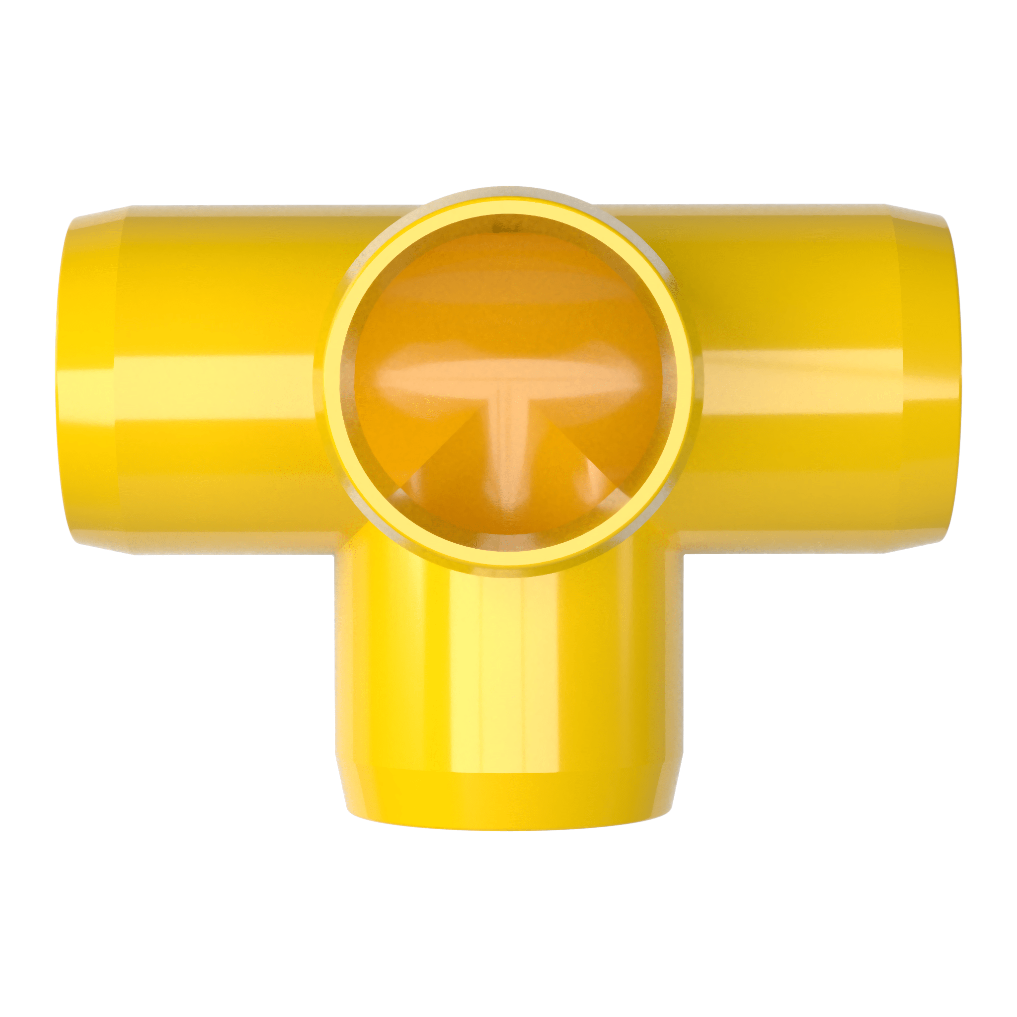 1/2 in. 4-Way Tee PVC Fitting, Furniture Grade - Yellow Side Outlet Tee - FORMUFIT