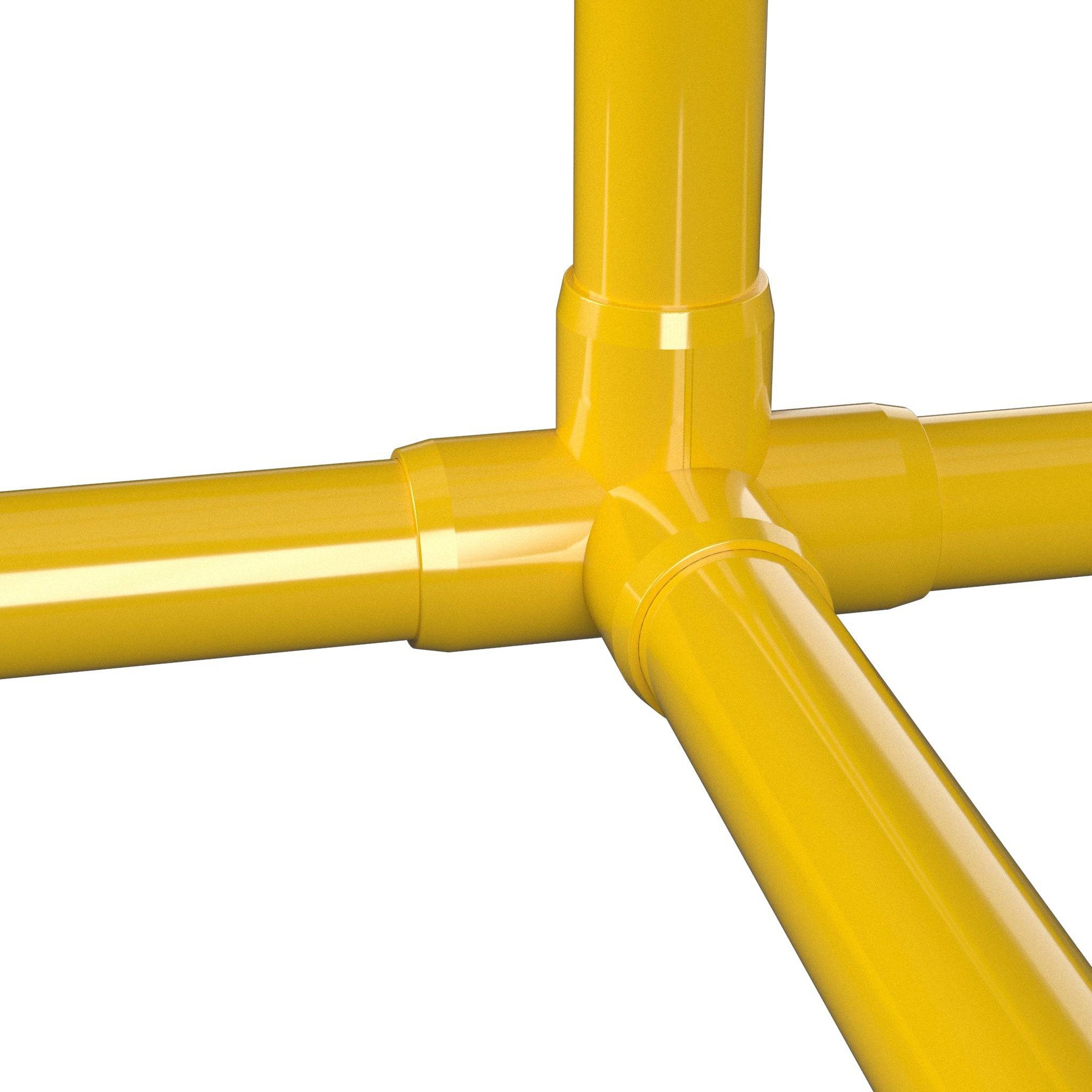1/2 in. 4-Way Tee PVC Fitting, Furniture Grade - Yellow Side Outlet Tee - FORMUFIT