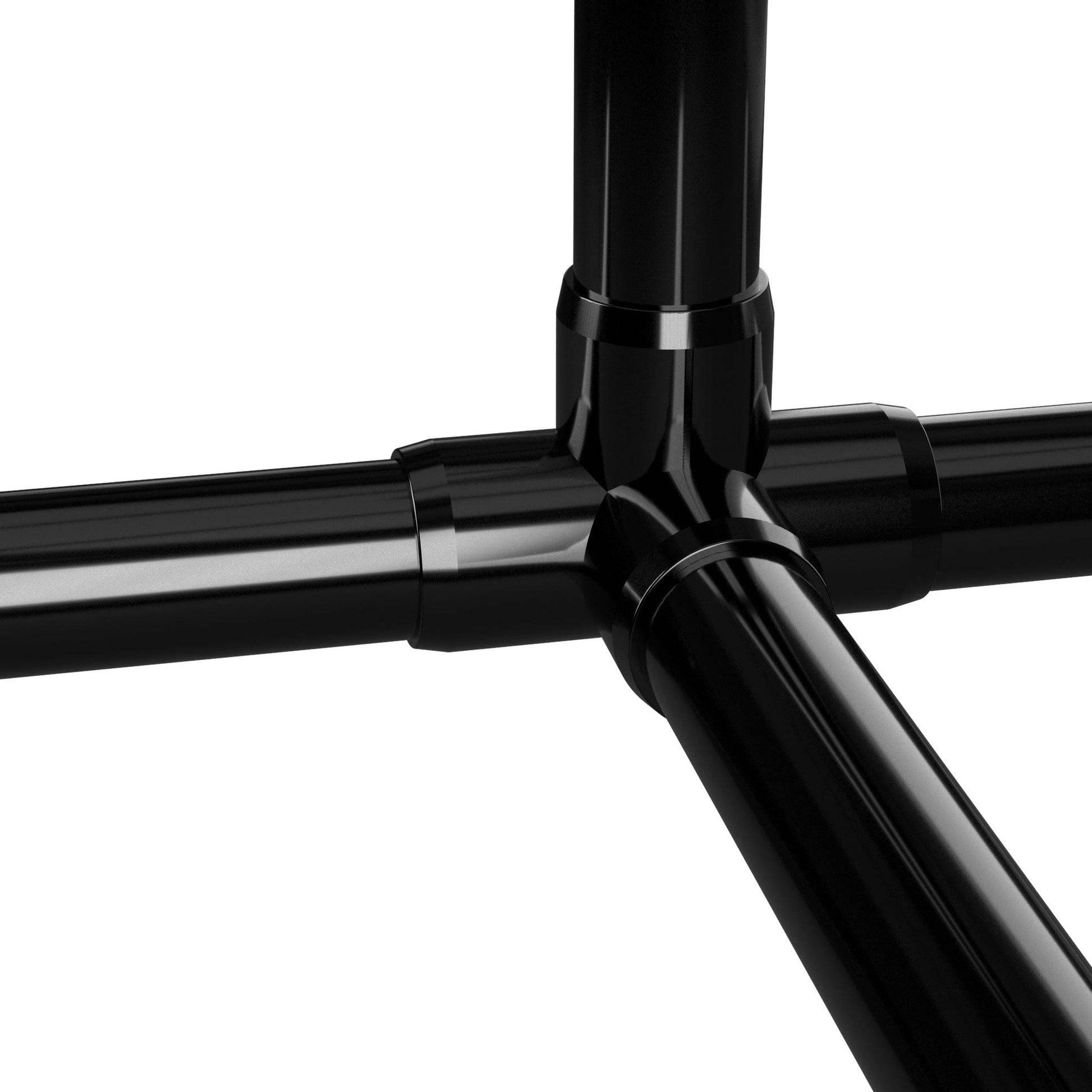 1 in. 4-Way Tee PVC Fitting, Furniture Grade - Black Side Outlet Tee - FORMUFIT