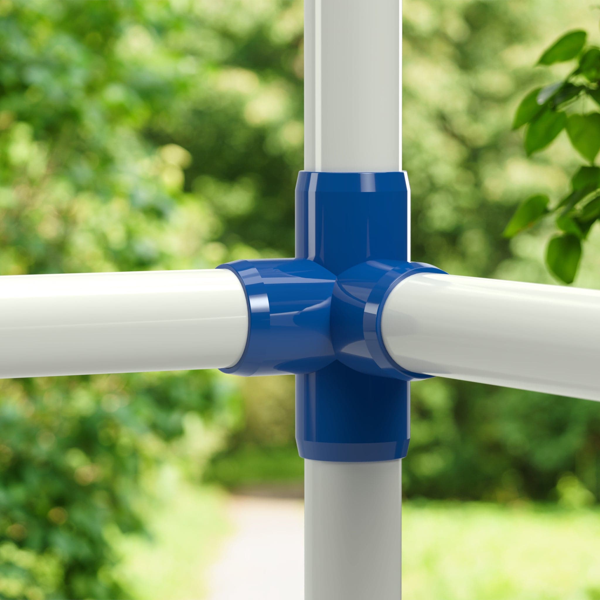 1 in. 4-Way Tee PVC Fitting, Furniture Grade - Blue Side Outlet Tee - FORMUFIT