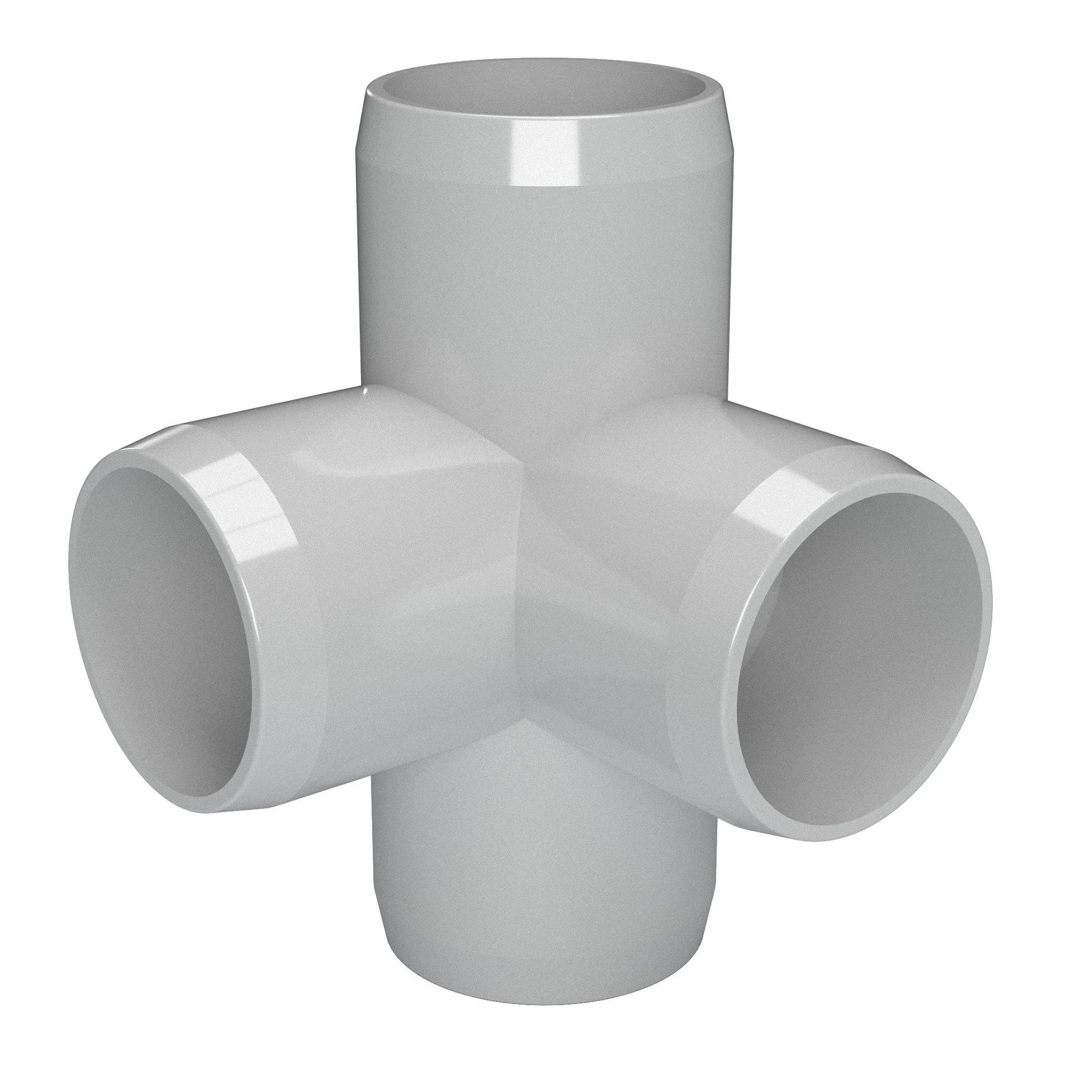 1 in. 4-Way Tee PVC Fitting, Furniture Grade - Gray Side Outlet Tee - FORMUFIT
