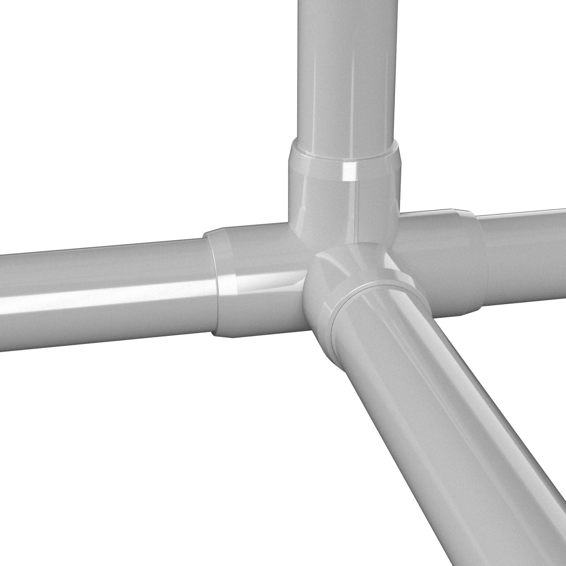 1 in. 4-Way Tee PVC Fitting, Furniture Grade - Gray Side Outlet Tee - FORMUFIT