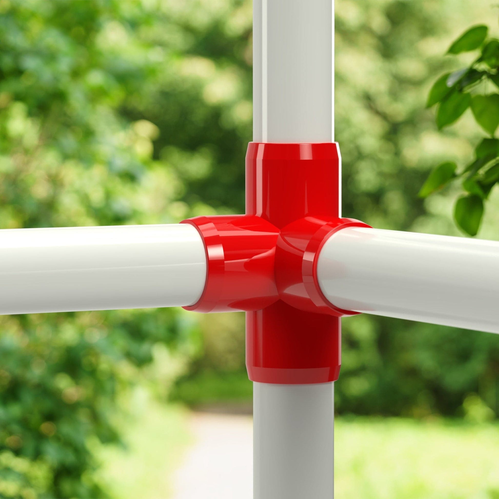 1 in. 4-Way Tee PVC Fitting, Furniture Grade - Red Side Outlet Tee - FORMUFIT