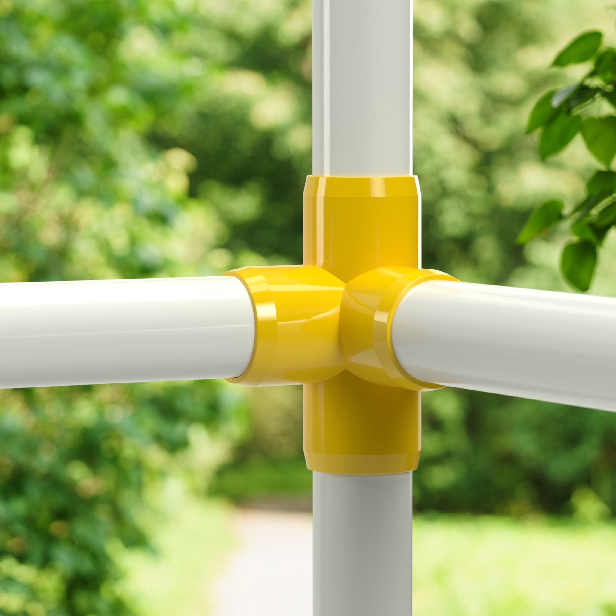 1 in. 4-Way Tee PVC Fitting, Furniture Grade - Yellow Side Outlet Tee - FORMUFIT