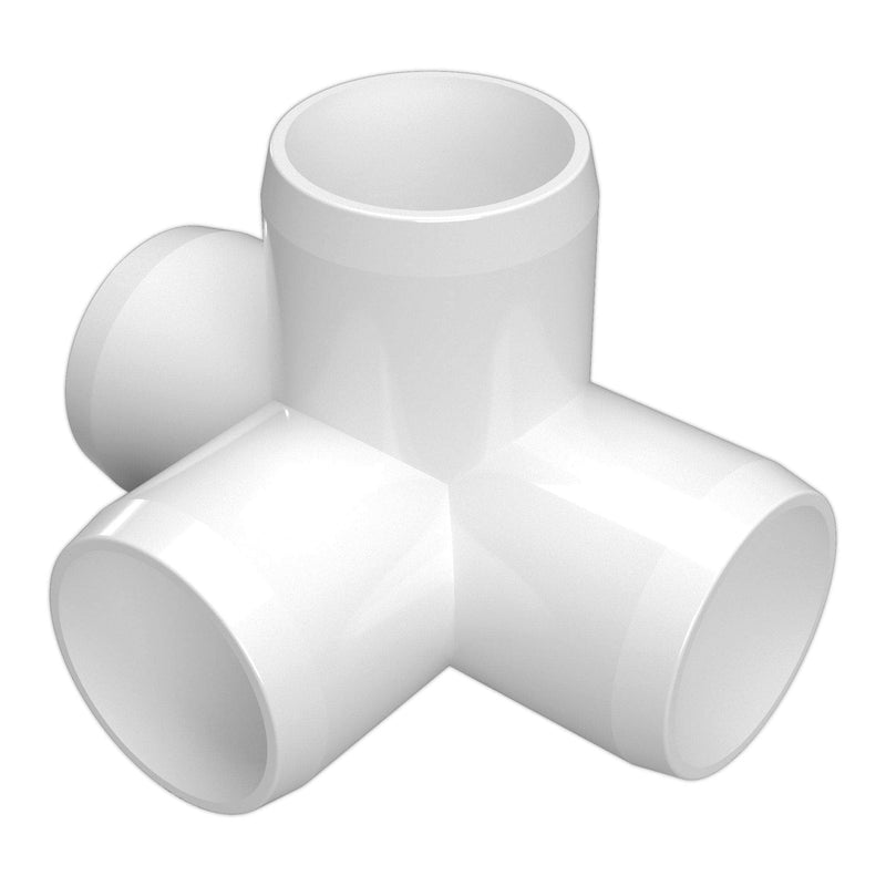 Load image into Gallery viewer, 1-1/2 in. 4-Way Furniture Grade PVC Tee Fitting - White - FORMUFIT
