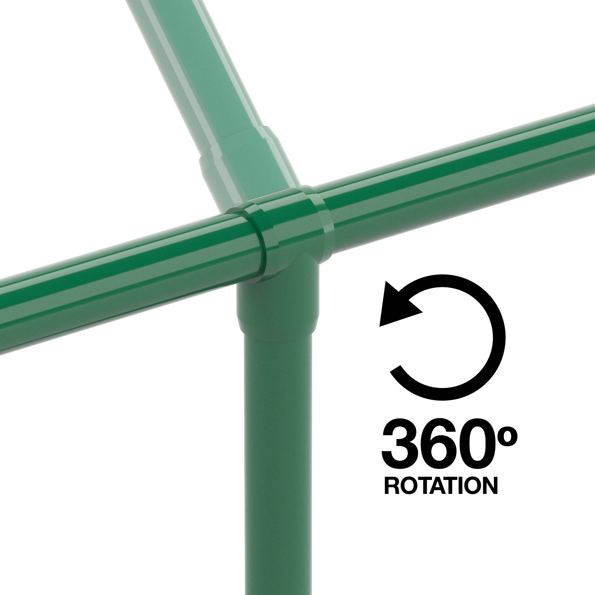 1 in. Slip Sling PVC Tee, Furniture Grade - Green Slip Tee - FORMUFIT