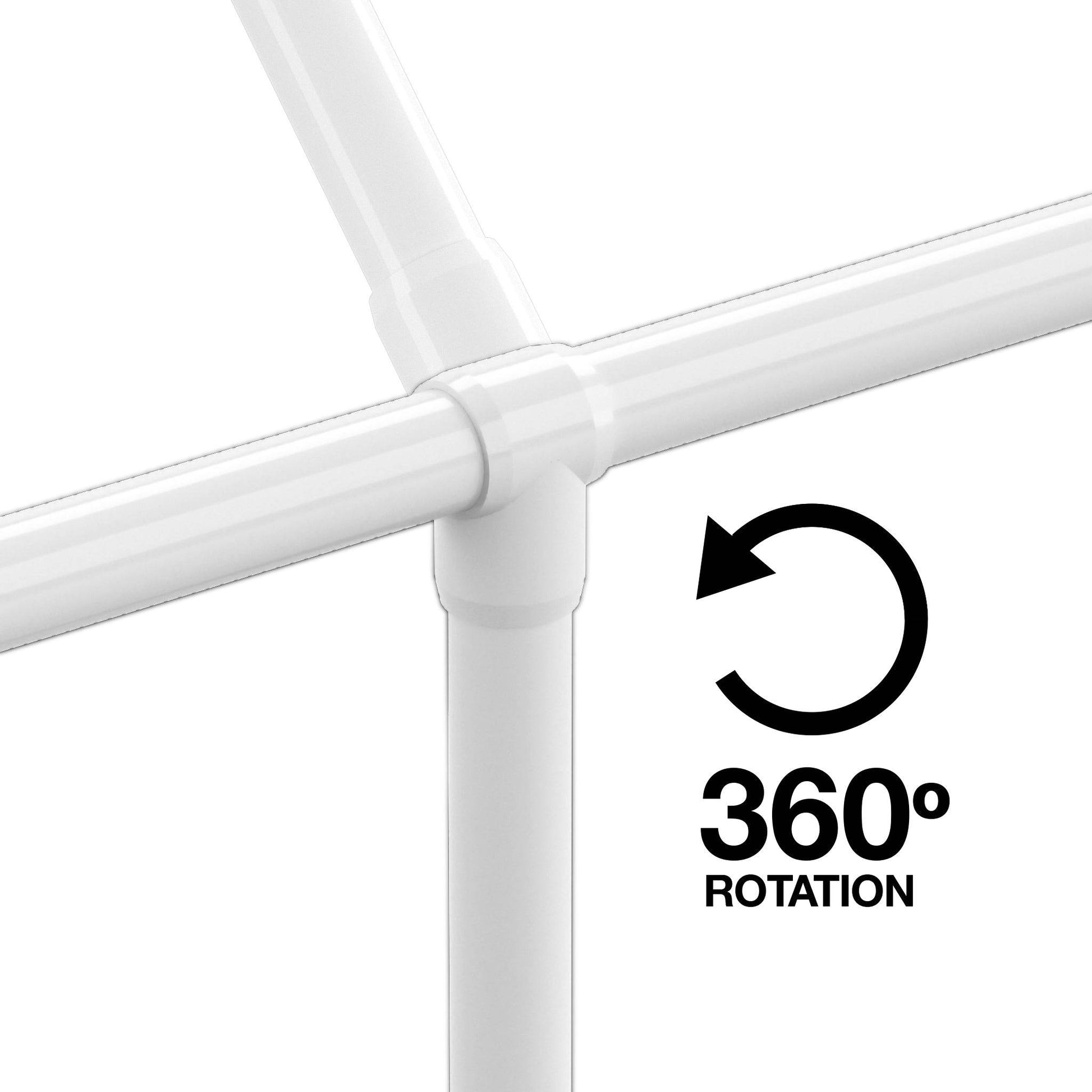 3/4 in. Slip Sling PVC Tee, Furniture Grade - White Slip Tee - FORMUFIT