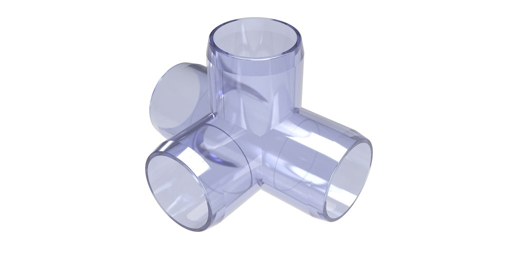 Clear Furniture Grade 4-Way PVC Tees