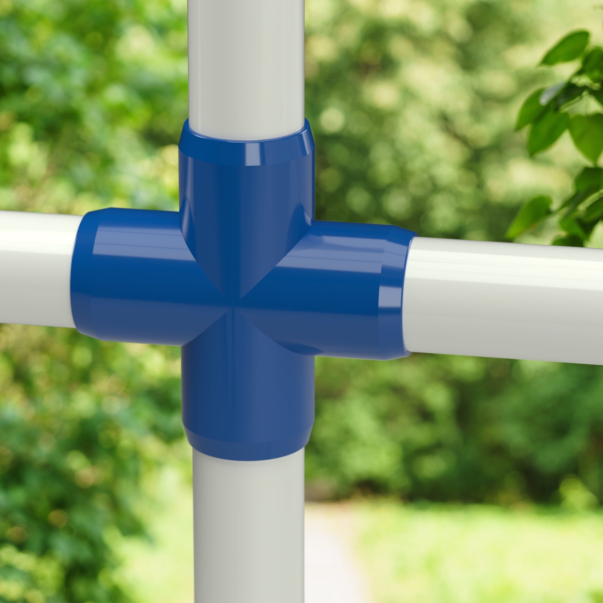 pvc standard furniture grade pvc fitting cross in blue