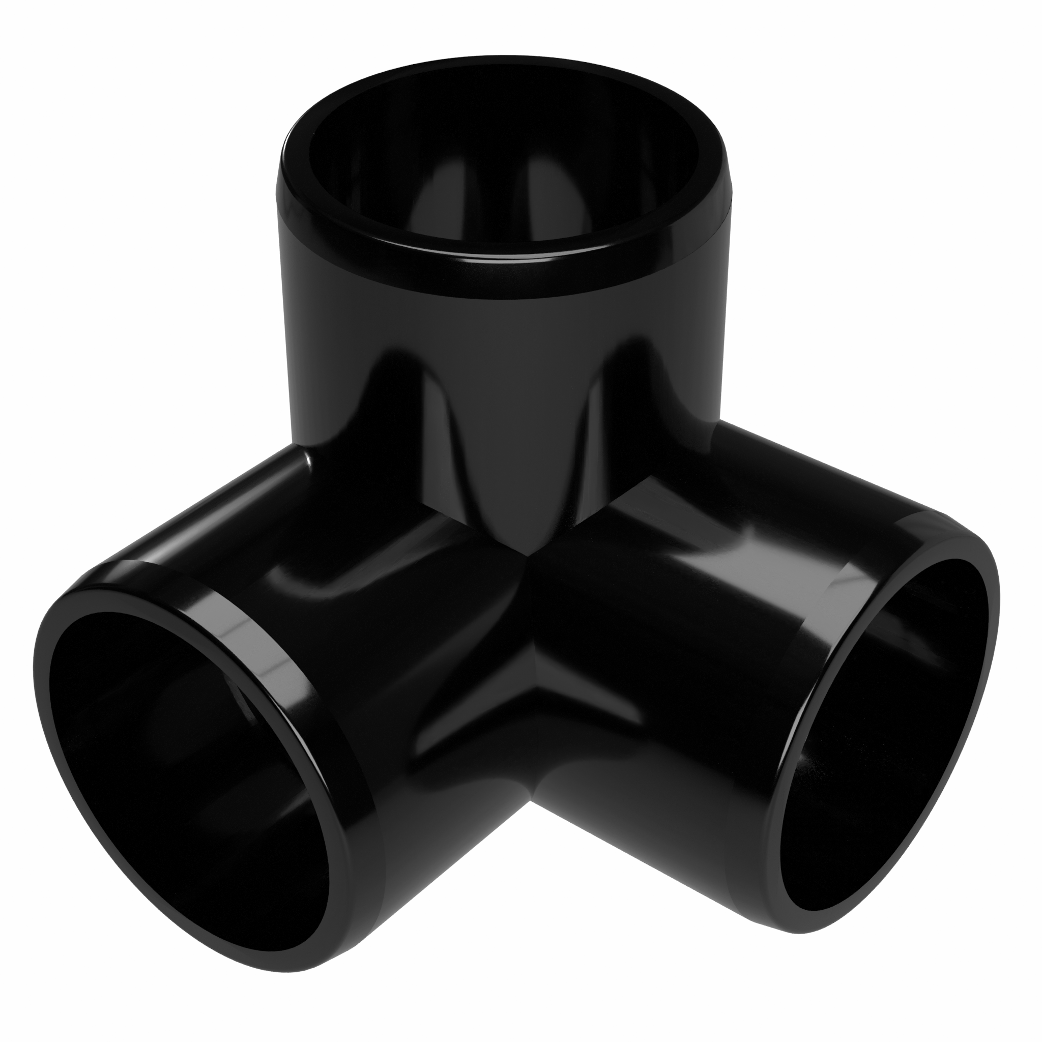 2 in. 3-Way PVC Elbow Fitting, Furniture Grade  - Black