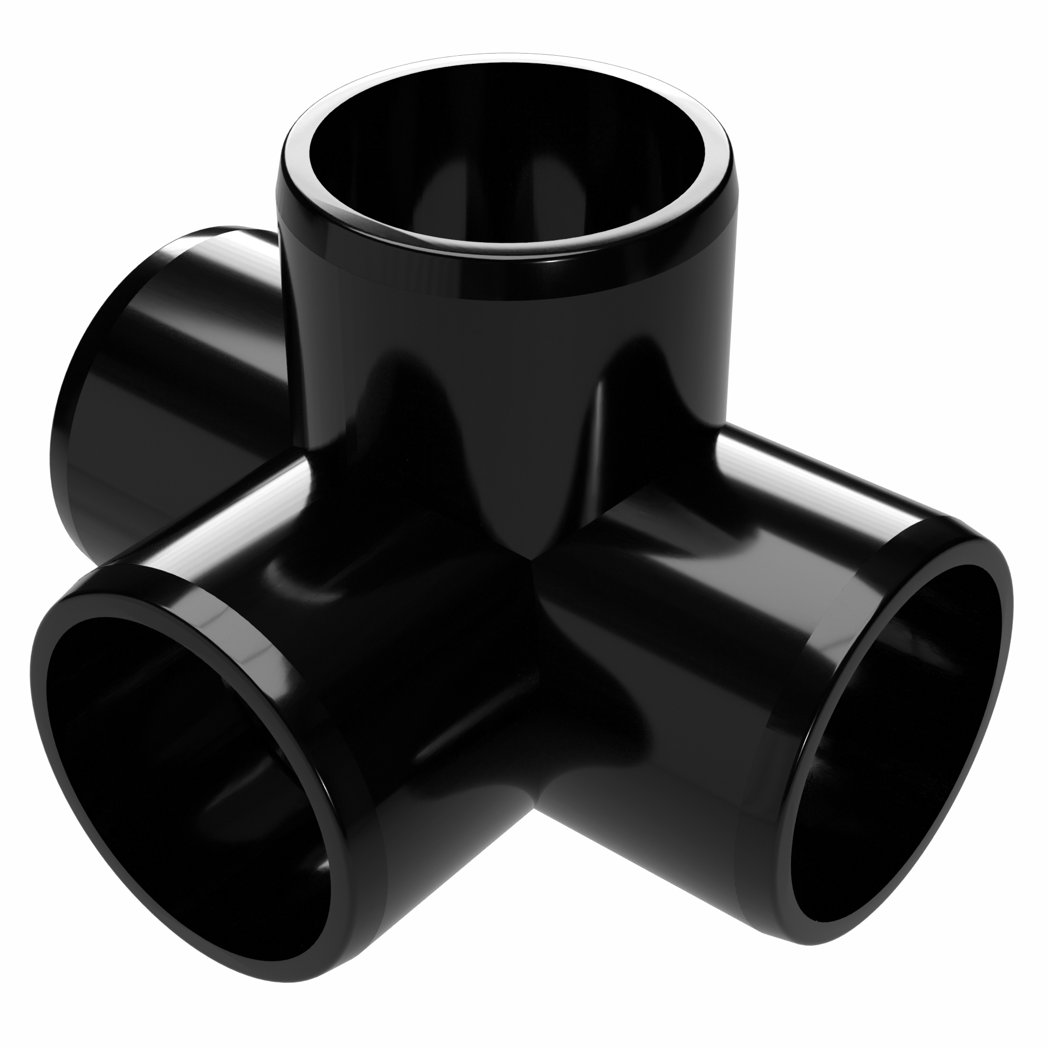 2 in. 4-Way Tee PVC Fitting, Furniture Grade - Black