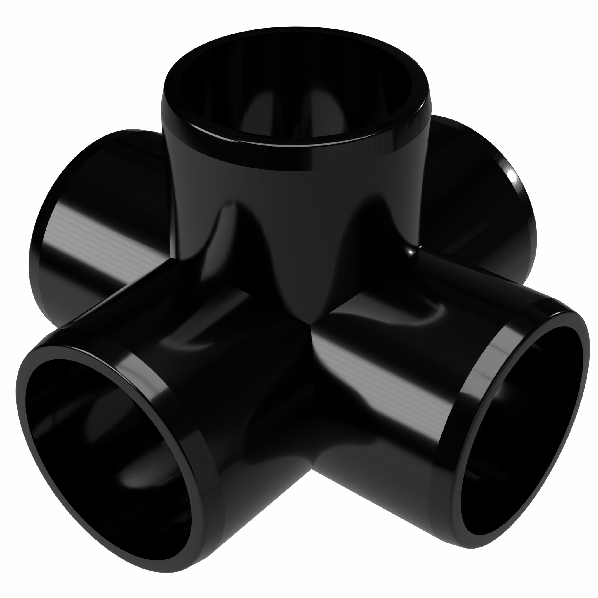 2 in. 5-Way Cross PVC Fitting, Furniture Grade - Black