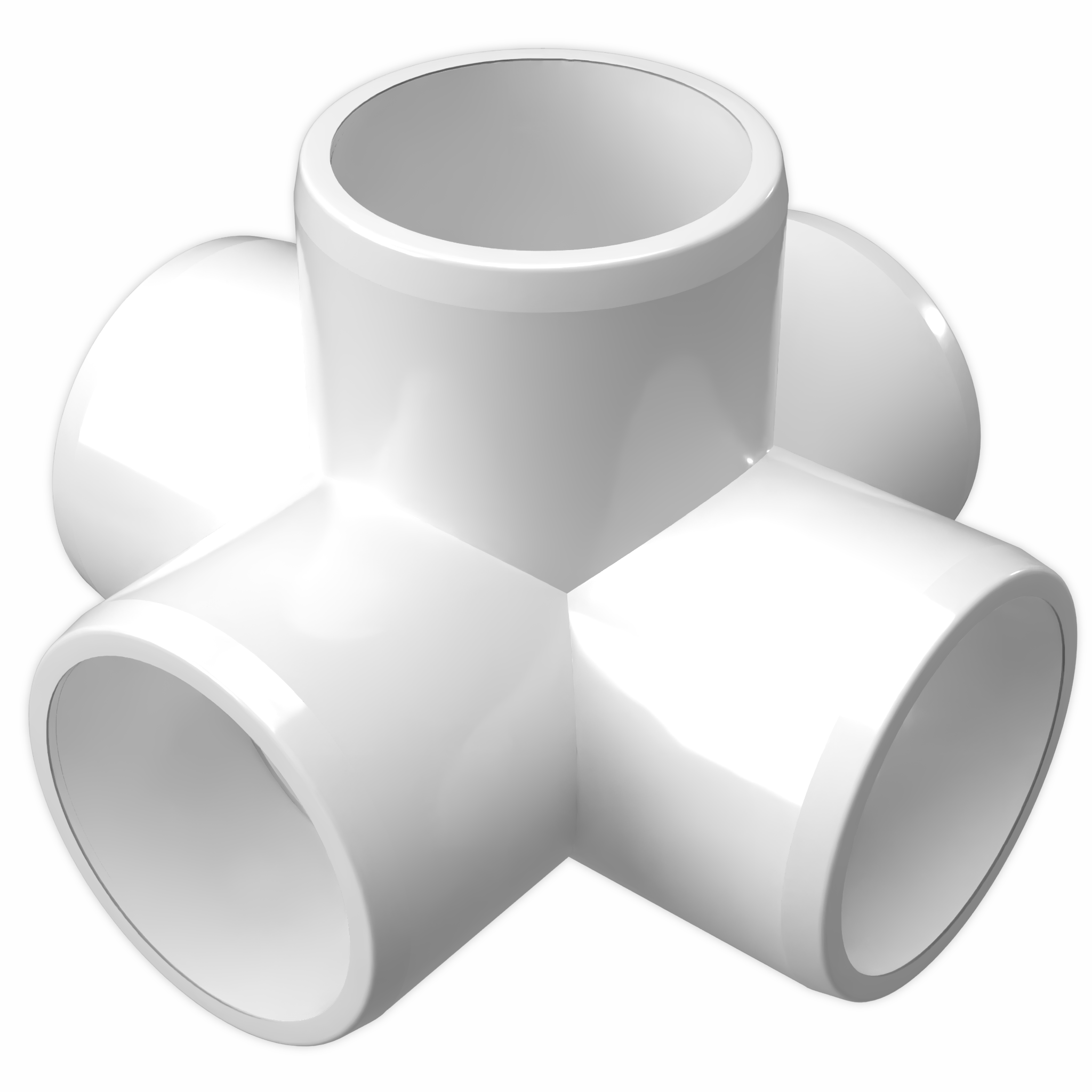 2 in. 5-Way Cross PVC Fitting, Furniture Grade - White