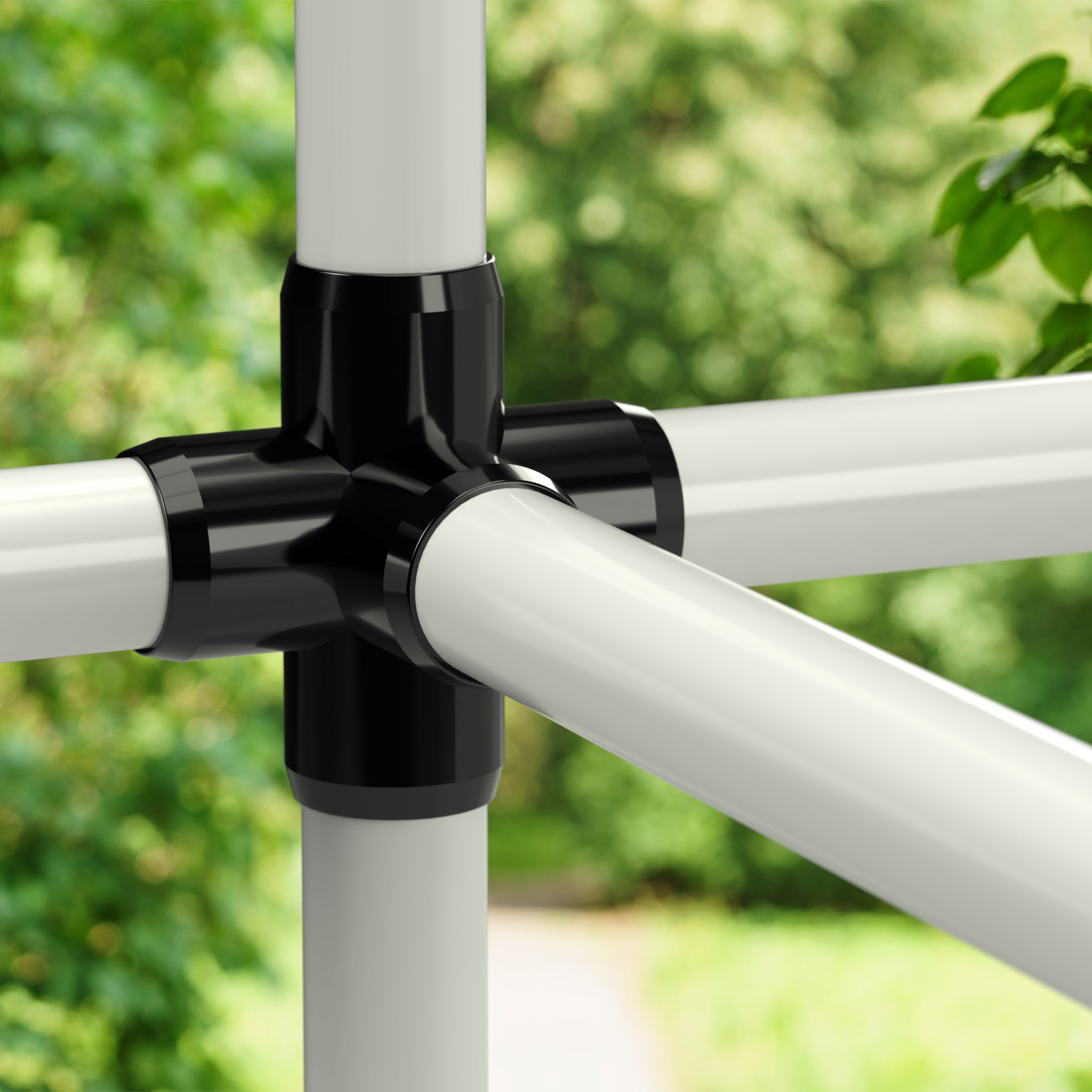 2 in. 5-Way Cross PVC Fitting, Furniture Grade - Black