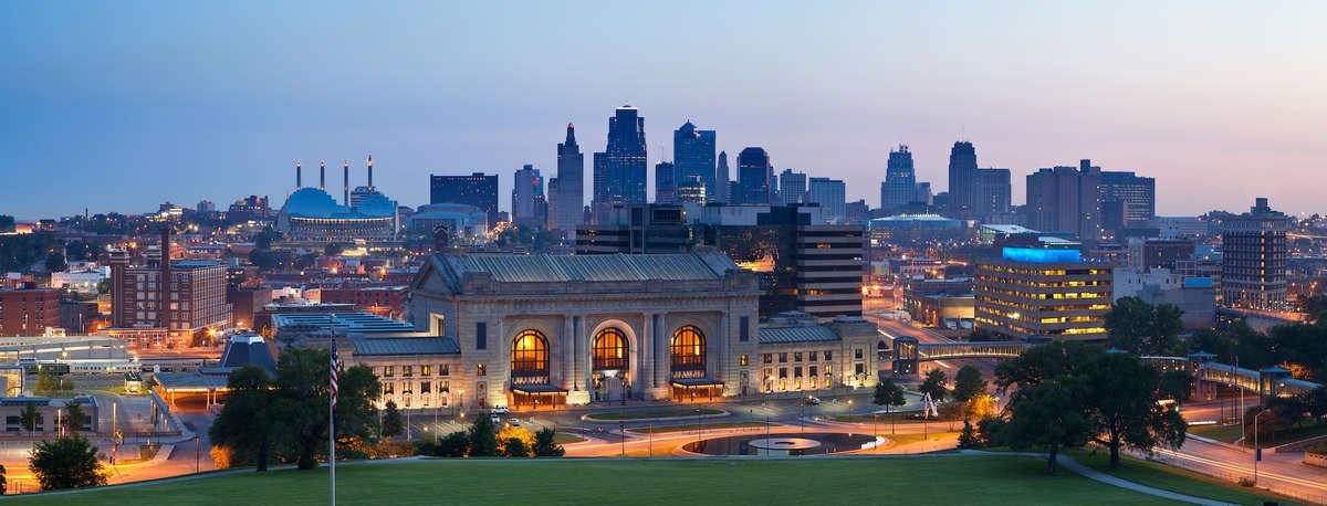 Kansas City Union Station at dusk, near FORMUFIT’s Kansas headquarters