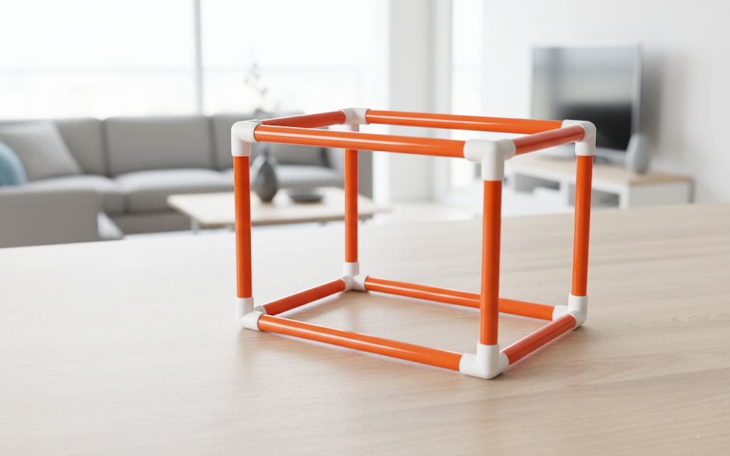 PVC Pipe and Fitting Cube, easily built with Furniture Grade PVC.