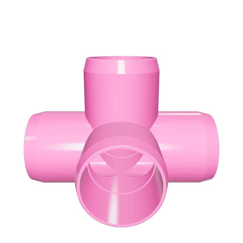 Load 3D model into Gallery viewer, 1 in. 5-Way Cross PVC Fitting, Furniture Grade - Pink
