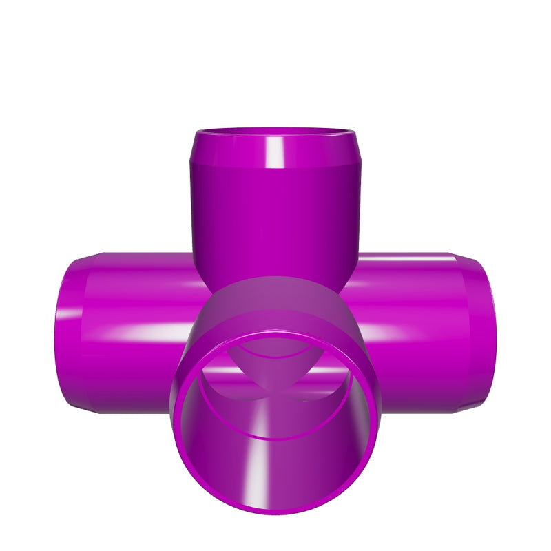 Load 3D model into Gallery viewer, 1 in. 5-Way Cross PVC Fitting, Furniture Grade - Purple
