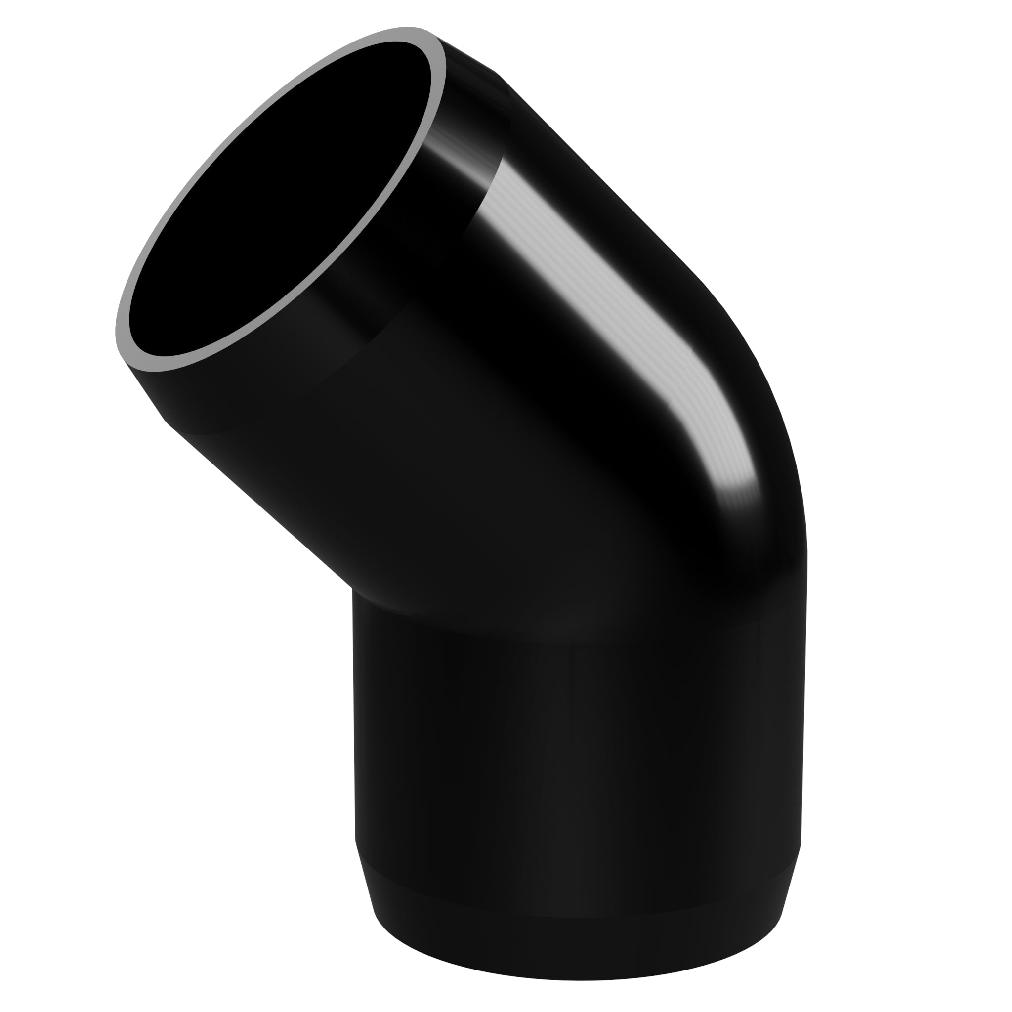 1-1/2 in. 45 Degree Furniture Grade PVC Elbow Fitting - Black - FORMUFIT