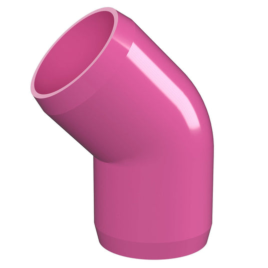1-1/2 in. 45 Degree Furniture Grade PVC Elbow Fitting - Pink - FORMUFIT