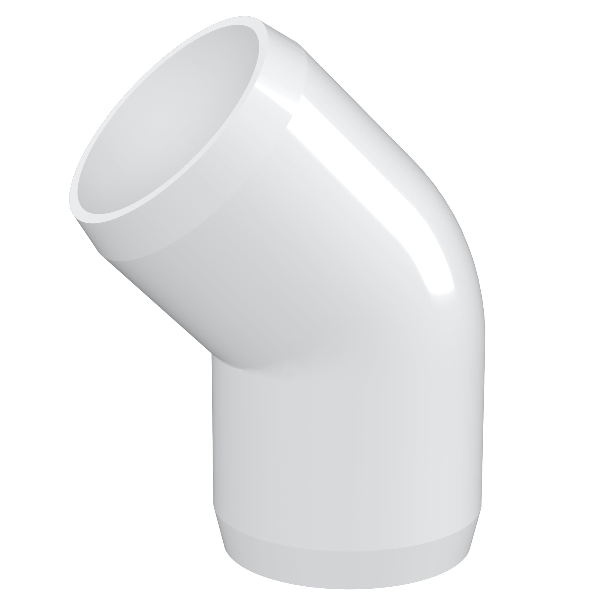 1-1/2 in. 45 Degree Furniture Grade PVC Elbow Fitting - White - FORMUFIT