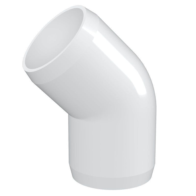 Load image into Gallery viewer, 1-1/2 in. 45 Degree Furniture Grade PVC Elbow Fitting - White - FORMUFIT
