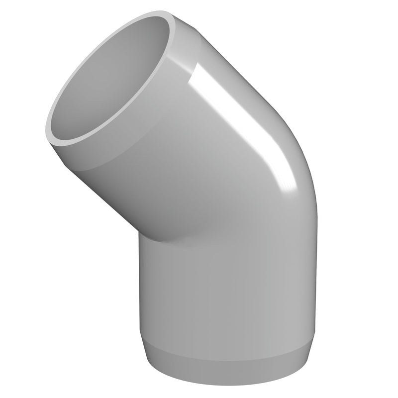 Load image into Gallery viewer, 1-1/4 in. 45 Degree Furniture Grade PVC Elbow Fitting - Gray - FORMUFIT
