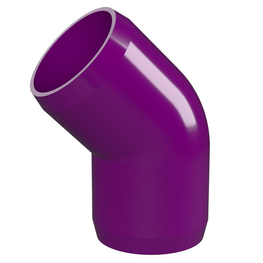 1-1/4 in. 45 Degree Furniture Grade PVC Elbow Fitting - Purple - FORMUFIT