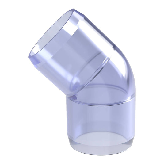 1/2 in. 45 Degree Furniture Grade PVC Elbow Fitting - Clear - FORMUFIT