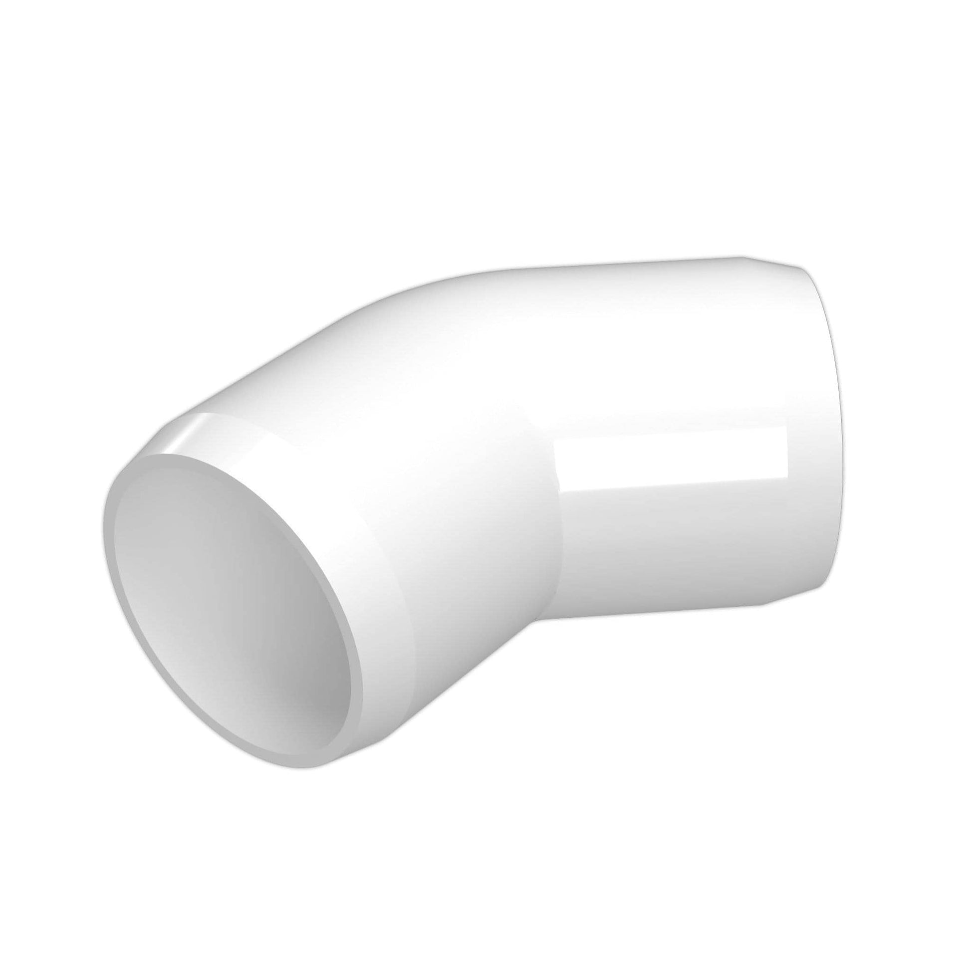 1-1/2 in. 45 Degree Furniture Grade PVC Elbow Fitting - White - FORMUFIT