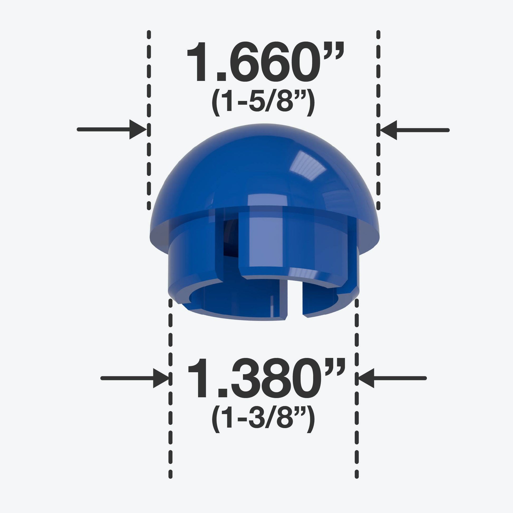 1-1/4 in. Internal Ball Cap - Furniture Grade PVC - Blue - FORMUFIT