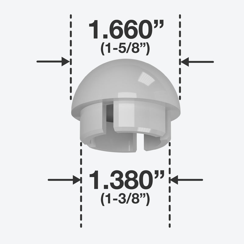 Load image into Gallery viewer, 1-1/4 in. Internal Ball Cap - Furniture Grade PVC - Gray - FORMUFIT
